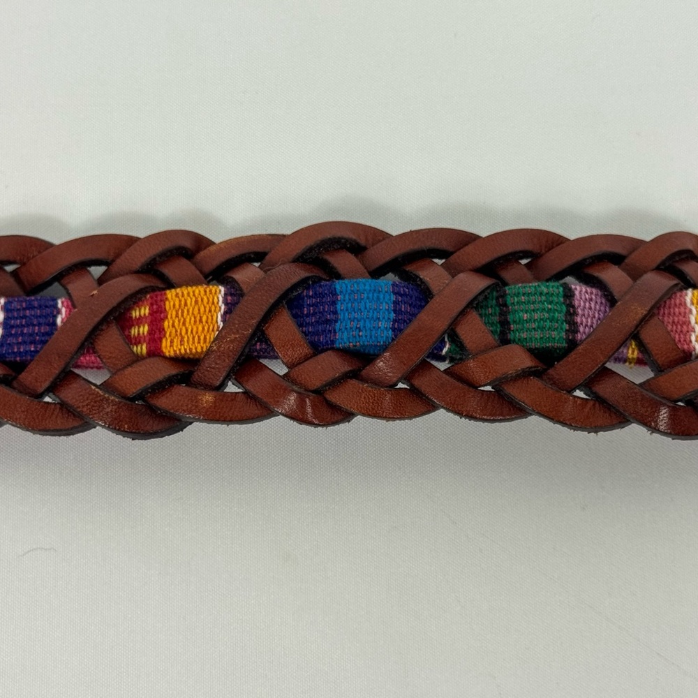 FOSSIL Brown Leather Belt Women’s Size Small Tapestry Casual Inlay - Picture 5 of 10